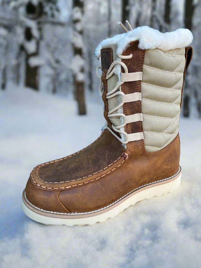 Twisted X Women's Shearling Lined Wedge Sole 8” Lace Up Winter Boots WCA0055