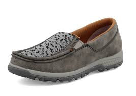 Twisted X Women's Slip On Driving Moc Grey Leather Casual Shoe WXC0015-Painted Cowgirl Western Store