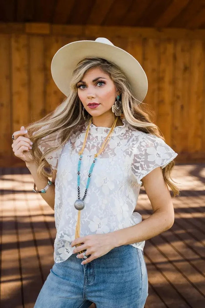 West & Co Turquoise & Mustard Tassel Necklace N582-Painted Cowgirl Western Store