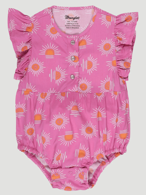 Wrangler Baby Girl's Sunflower Ruffle Sleeve Pink Bodysuit 112329261