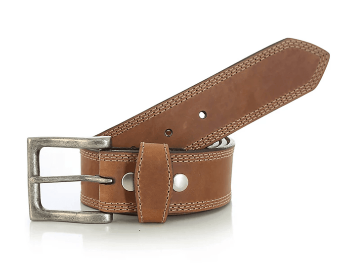 Wrangler Men's Rugged Wear Brown Leather Triple Stitch Belt 10RWB602T