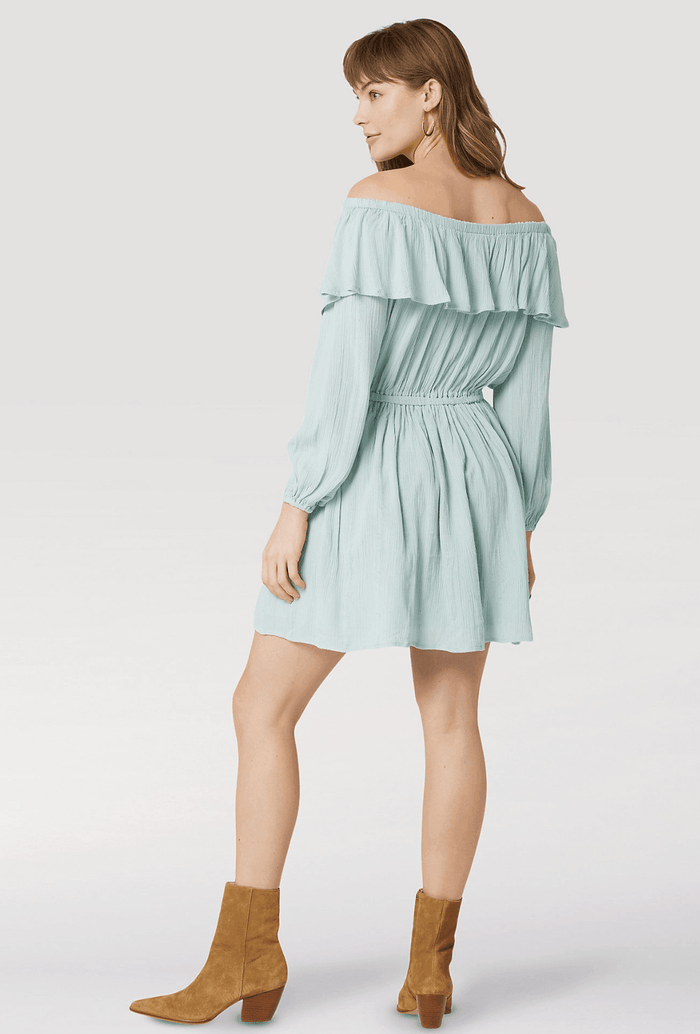 Wrangler Women's Ruffle Off Shoulder Light Teal Dress 112327246